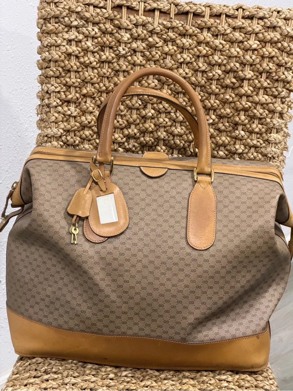Vintage Gucci Micro GG Supreme Boston Travel Bag